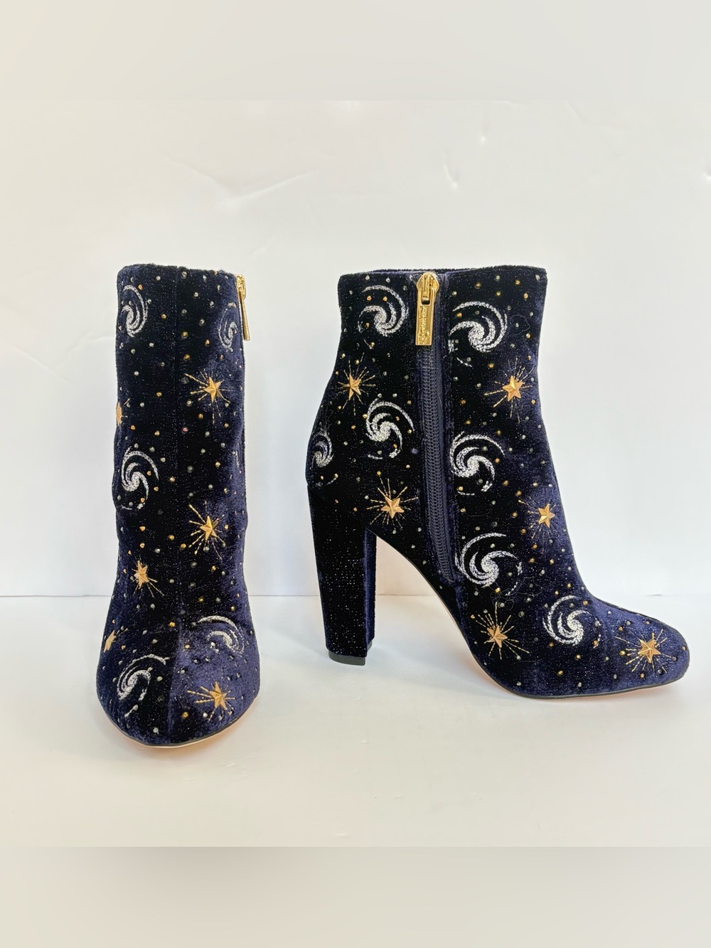 Jessica Simpson Celestial Velvet Star Booties  - Navy - Size 6